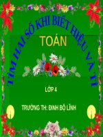 Bài giảng Toán 4 chương 5 bài 1: Tìm 2 số khi biết hiệu và tỉ của 2 số đó