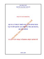 Quản lý phát triển du lịch sinh thái tại vườn quốc gia phong nha kẻ bàng, quảng bình 