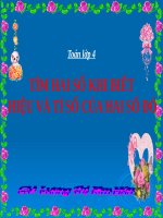 Bài giảng Toán 4 chương 5 bài 1: Tìm 2 số khi biết hiệu và tỉ của 2 số đó