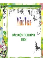 Bài giảng Toán 4 chương 4 bài 3: Diện tích hình thoi