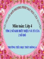 Bài giảng Toán 4 chương 5 bài 1: Tìm 2 số khi biết hiệu và tỉ của 2 số đó