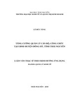 Tăng cường quản lý cán bộ, công chức tại ủy ban nhân dân huyện đồng hỷ, tỉnh thái nguyên 