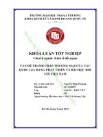 VẤN ĐỀ TRANH CHẤP THƯƠNG MẠI CỦA CÁC QUỐC GIA ĐANG PHÁT TRIỂN VÀ BÀI HỌC ĐỐI VỚI VIỆT NAM