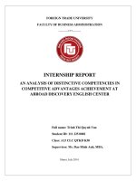 AN ANALYSIS OF DISTINCTIVE COMPETENCIES IN COMPETITIVE ADVANTAGES ACHIEVEMENT AT ABROAD DISCOVERY ENGLISH CENTER
