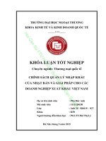 CHÍNH SÁCH QUẢN LÝ NHẬP KHẨU CỦA NHẬT BẢN VÀ GIẢI PHÁP CHO CÁC DOANH NGHIỆP XUẤT KHẨU VIỆT NAM