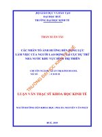 CÁC NHÂN tố ẢNH HƯỞNG đến ĐỘNG lực làm VIỆC của NGƯỜI LAO ĐỘNG tại cục dự TRỮ NHÀ nước KHU vực BÌNH TRỊ THIÊN 