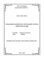 Yếu tố văn hóa dân gian trong tiểu thuyết việt nam từ 1986 đến 2000 tt tiếng anh 