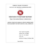 APPLICATION OF GOOGLE APPS IN OPERATION MANAGEMENT OF HUNG DUNG LTD, COMPANY