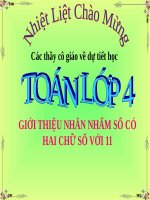 Bài giảng Toán 4 chương 2 bài 2: Giới thiệu nhân nhẩm số có hai chữ số với 11