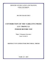 Đóng góp của văn xuôi tự sự lưu trọng lư giai đoạn trước 1945 tt tiếng anh 
