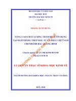 NÂNG CAO CHẤT LƯỢNG THẨM ĐỊNH tín DỤNG tại NGÂN HÀNG TMCP đầu tư và PHÁT VIỆT NAM 