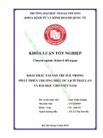 KHAI THÁC TÀI SẢN TRÍ TUỆ TRONG PHÁT TRIỂN THƯƠNG HIỆU DU LỊCH THÁI LAN VÀ BÀI HỌC CHO VIỆT NAM