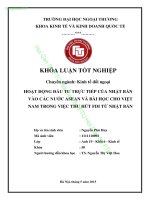 HOẠT ĐỘNG ĐẦU TƯ TRỰC TIẾP CỦA NHẬT BẢN VÀO CÁC NƯỚC ASEAN VÀ BÀI HỌC CHO VIỆT NAM TRONG VIỆC THU HÚT FDI TỪ NHẬT BẢN