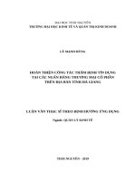 Hoàn thiện công tác thẩm định tín dụng tại các ngân hàng thương mại cổ phần trên địa bàn tỉnh hà giang 