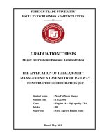 THE APPLICATION OF TOTAL QUALITY MANAGEMENT: A CASE STUDY OF RAILWAY CONSTRUCTION CORPORATION JSC
