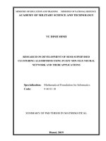 Nghiên cứu phát triển một số thuật toán phân cụm bán giám sát sử dụng mạng nơron min max mờ và ứng dụng tt tiếng anh 