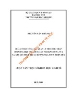 HOÀN THIỆN CÔNG tác QUẢN lý THUẾ THU NHẬP DOANH NGHIỆP đối với DOANH NGHIỆP NHỎ và vừa tại CHI cục THUẾ THỊ xã HƯƠNG TRÀ, THỪA THIÊN HUẾ 
