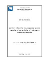 Quản lý công tác thẩm định cho vay dự án đầu tư tại quỹ đầu tư phát triển thành phố đà nẵng 