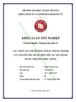 CÁC NHÂN TỐ ẢNH HƯỞNG TỚI SỰ TRUNG THÀNH CỦA NGƯỜI TIÊU DÙNG ĐỐI VỚI CÁC SẢN PHẨM MANG THƯƠNG HIỆU APPLE