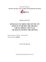 LVThS Dự báo TTCK Việt Nam trước tác động các yếu tố kinh tế vĩ mô (đính kèm dữ liệu, câu lệnh, kết quả chạy phần mềm Stata, Eviews)