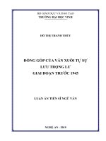 Đóng góp của văn xuôi tự sự Lưu Trọng Lư giai đoạn trước 1945 (Luận án tiến sĩ)