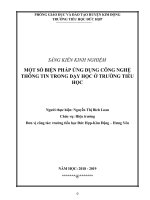 MỘT SỐ BIỆN PHÁP ỨNG DỤNG CÔNG NGHỆ THÔNG TIN TRONG DẠY HỌC Ở TRƯỜNG TIỂU HỌC