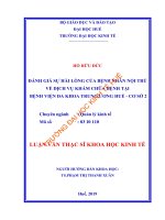 Đánh giá sự hài lòng của bệnh nhân nội trú về dịch vụ khám chữa bệnh tại Bệnh viện đa khoa Trung ương Huế - Cơ sở 2