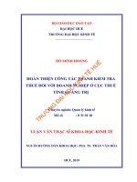 HOÀN THIỆN CÔNG TÁC THANH KIỂM TRA THUẾ ĐỐI VỚI DOANH NGHIỆP Ở CỤC THUẾ TỈNH QUẢNG TRỊ