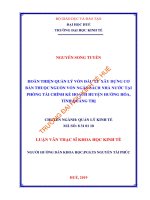 HOÀN THIỆN QUẢN LÝ VỐN ĐẦU TƯ XÂY DỰNG CƠ BẢN THUỘC NGUỒN VỐN NGÂN SÁCH NHÀ NƯỚC TẠI PHÒNG TÀI CHÍNH KẾ HOẠCH HUYỆN HƯỚNG HÓA, TỈNH QUẢNG TRỊ