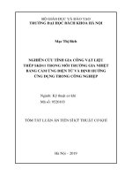 Nghiên cứu đánh giá công vật liệu thép SKD11 trong môi trường gia nhiệt bằng cảm ứng điện tử và định hướng ứng dụng trong công nghiệp (tt) 