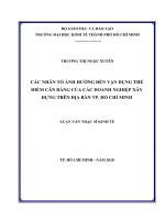 Các nhân tố ảnh hưởng đến vận dụng bảng điểm cân bằng của các doanh nghiệp xây dựng trên địa bàn TP  hồ chí minh 