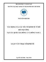 Tác động của yếu tố kinh tế vĩ mô đến nợ công tại các quốc gia đông á và đông nam á 