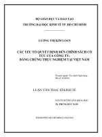 Các yếu tố quyết định đến chính sách cổ tức của công ty bằng chứng thực nghiệm tại việt nam 