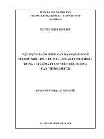 Vận dụng bảng điểm cân bằng (balance scorecard   BSC) để đo lường kết quả hoạt động tại công ty cổ phần mía đường cần thơ (CASUCO) 
