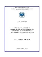 Các nhân tố ảnh hưởng tới mức độ hài lòng của người dân đối với dịch vụ khám chữa bệnh trên địa bàn thành phố hồ chí minh 