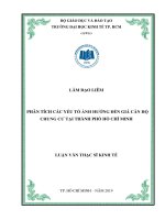 Phân tích các yếu tố ảnh hưởng đến giá căn hộ chung cư tại thành phố hồ chí minh 