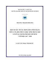 Một số yếu tố tác động đến tình trạng thừa cân, béo phì của học sinh trung học cơ sở tại thành phố hồ chí minh năm học 2017   2018 