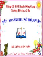 Bài giảng Toán 5 chương 2 bài 1: So sánh hai số thập phân