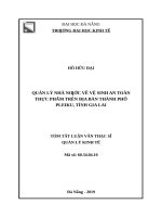 Quản lý nhà nước về vệ sinh an toàn thực phẩm trên địa bàn thành phố pleiku, tỉnh gia lai 