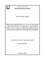 Phân tích ảnh hưởng của tỷ suất lợi nhuận trên doanh thu và vòng quay tài sản đến  (tt) 