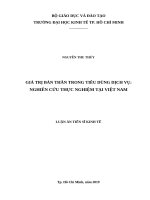 GIÁ TRỊ BẢN THÂN TRONG TIÊU DÙNG DỊCH VỤ   NGHIÊN cứu THỰC NGHIỆM TẠI VIỆT NAM
