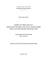 Nghiên cứu những rào cản trong thực thi chiến lược tại các doanh nghiệp nhỏ và vừa trên địa bàn tỉnh Quảng Nam TT