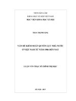 VẤN ĐỀ KIỂM SOÁT QUYỀN LỰC NHÀ NƯỚC Ở VIỆT NAM TỪ NĂM 1986 ĐẾN NAY