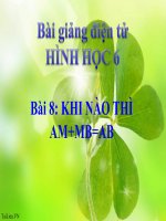 Bài giảng Hình học 6 chương 1 bài 8: Khi nào AM+MB=AB
