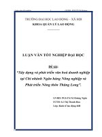 Xây dựng và phát triển văn hoá doanh nghiệp tại Chi nhánh Ngân hàng Nông nghiệp và Phát triển Nông thôn Thăng Long