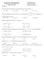 Đề thi thử Toán THPT Quốc gia 2019 lần 1 trường THPT chuyên Bến Tre