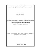 Quản lý hoạt động cho vay đối với hộ nghèo tại Ngân hàng Chính sách Xã hội huyện Bắc Hà, tỉnh Lào Cai (Luận văn thạc sĩ)