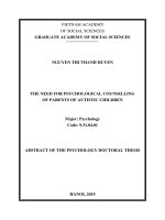 Nhu cầu tham vấn tâm lý của cha mẹ có con bị tự kỉ tt  tiếng anh 