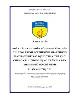 Phân tích các nhân tố ảnh hưởng đến chương trình bồi thường, giải phóng mặt bằng để xây dựng thay thế các chung cư hư hỏng nặng trên địa bàn thành phố hồ chí minh 
