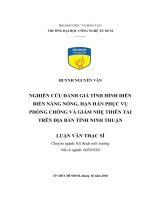 Nghiên cứu đánh giá tình hình diễn biến nắng nóng, hạn hán phục vụ phõng chống và giảm nhẹ thiên tai trên địa bàn tỉnh ninh thuận 
